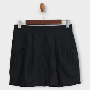 Theory Skirt Womens 4 Black Helika Silk Blend Stretch Pleated Minimalist Mini